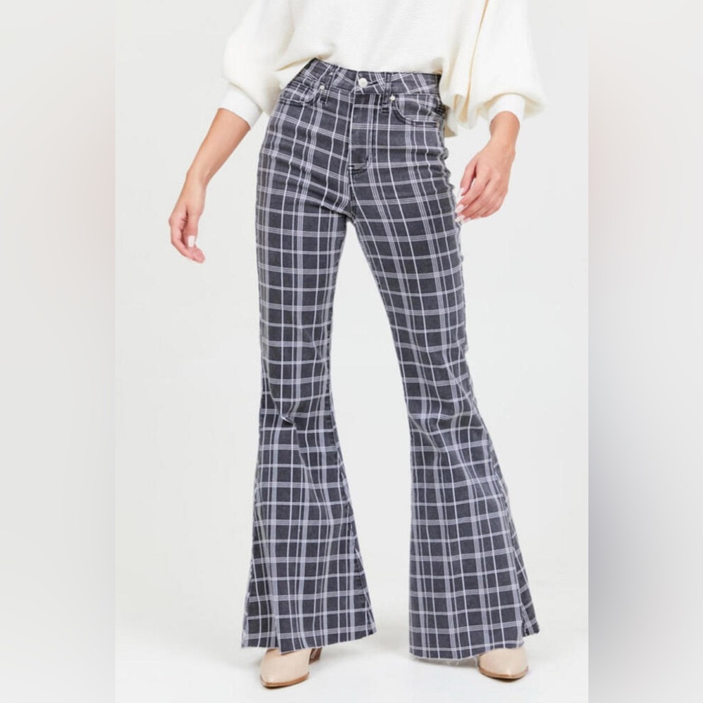 Altar’d State size 25 Plaid Flare Jeans